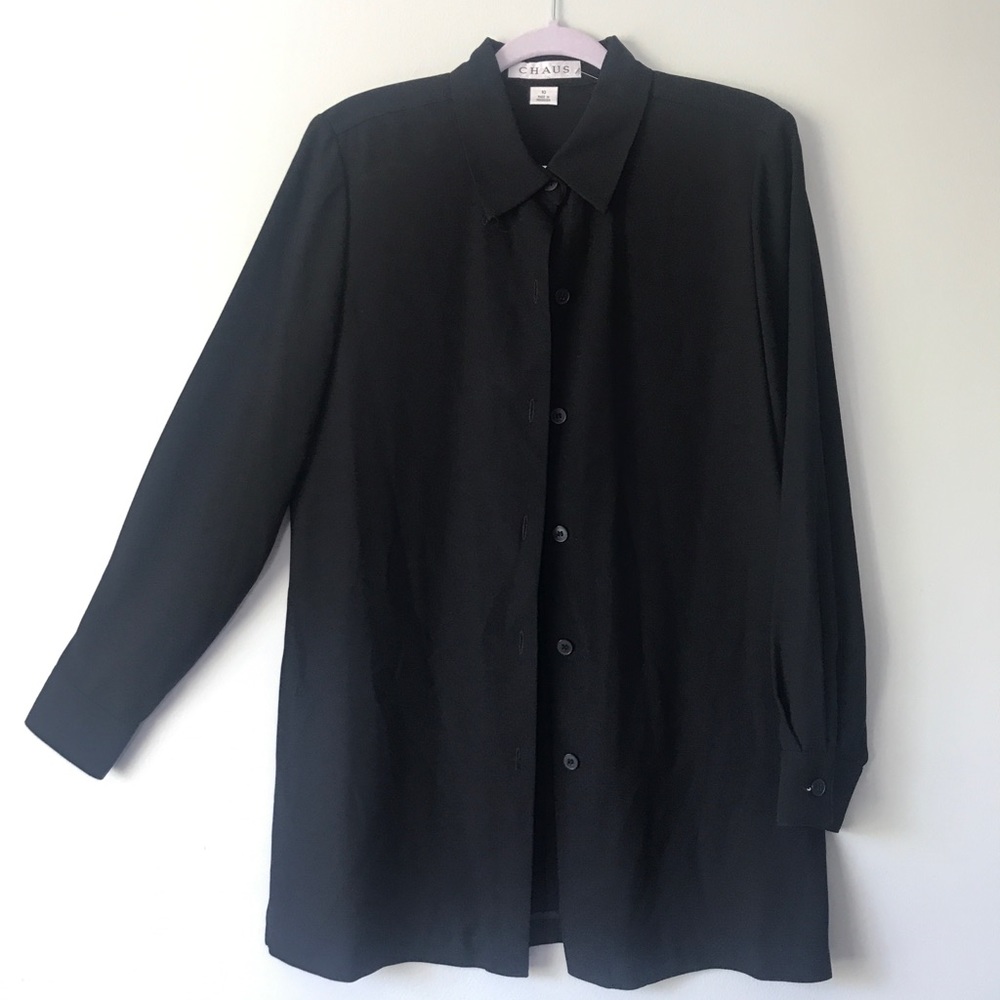 Button up black tunic dress